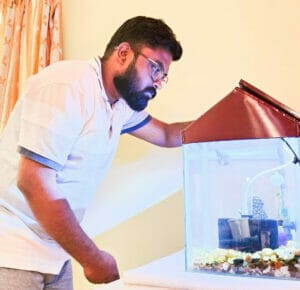 Prathmesh Gawai with his Betta fish tank